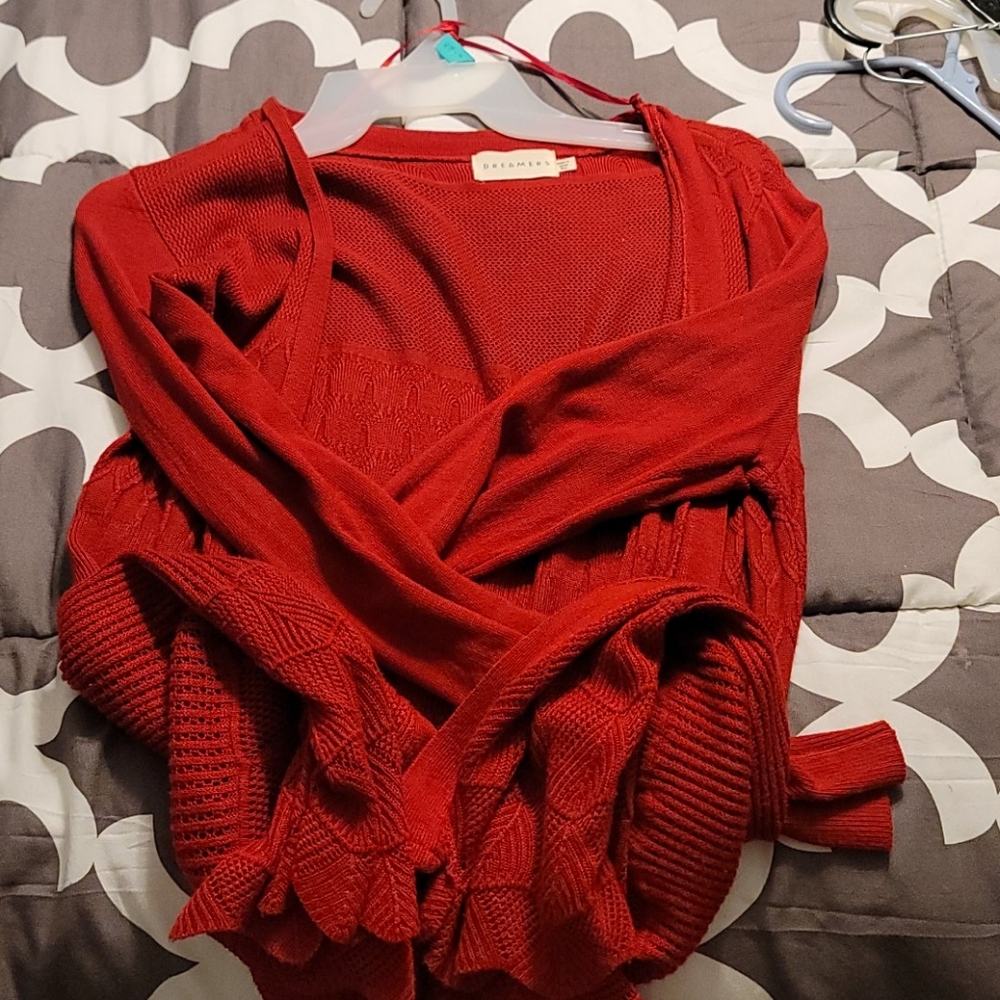 XL Dreamers red cardigan semi-sheer